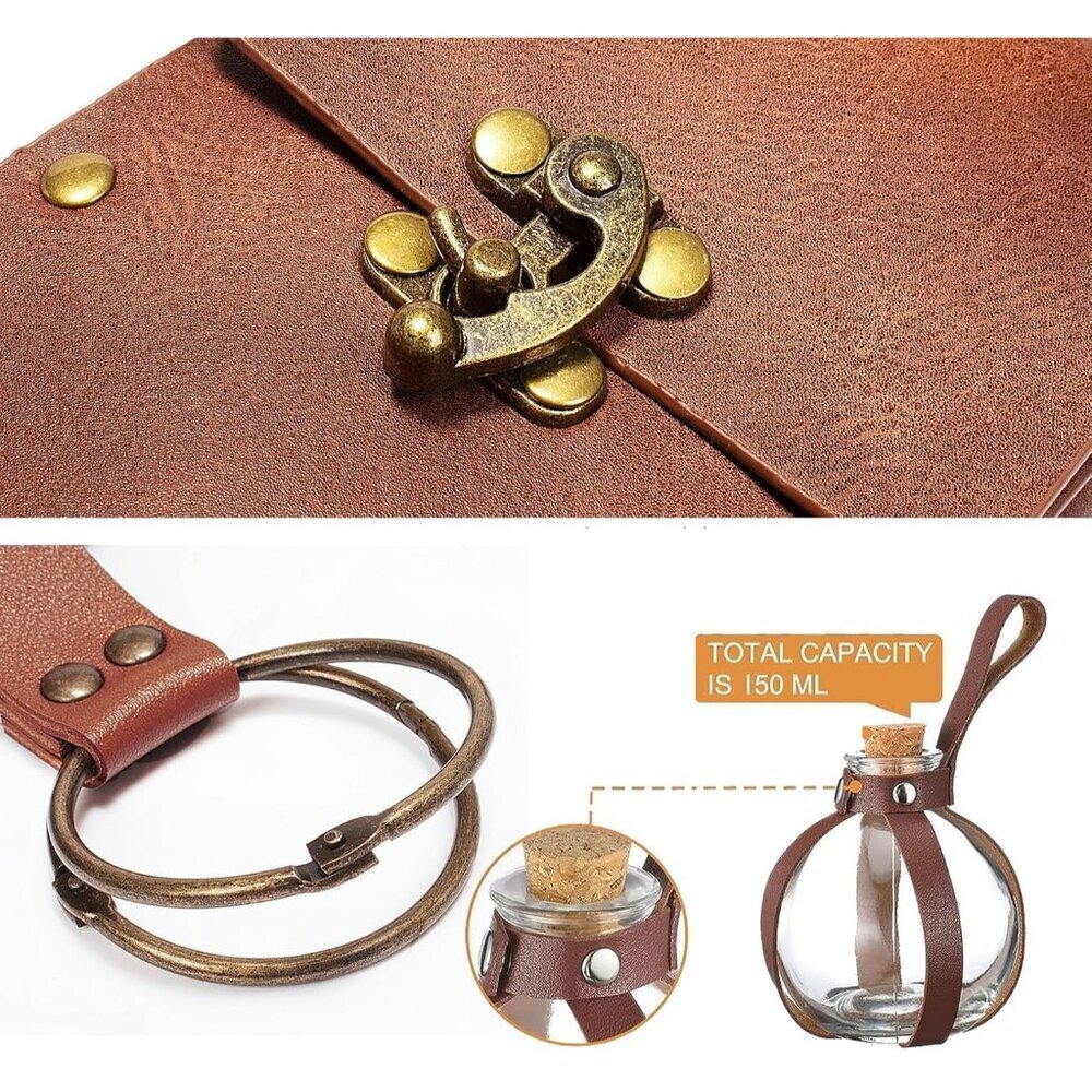 Steampunk Tri_Brown Leather Belt Pouch Waist Bag Medieval Phone Holder CosplayX - Picture 4 of 7